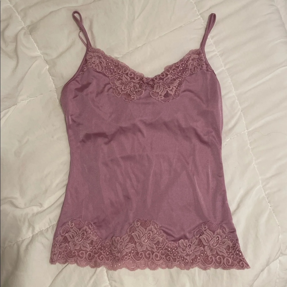 Purple lace slip tank cami top